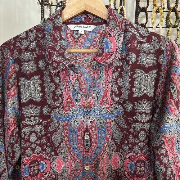 FOXCROFT scarf print shirt dress womens 10 medium  Multicolor Patterned tunic - Picture 4 of 9